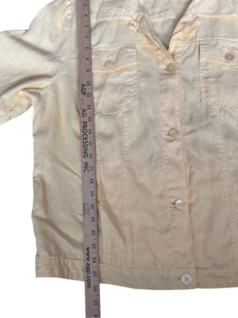 Chico’s 100% Linen Utility Jacket Blazer Yellow Size 3 XL(16) Coastal Resortwear - Picture 4 of 8